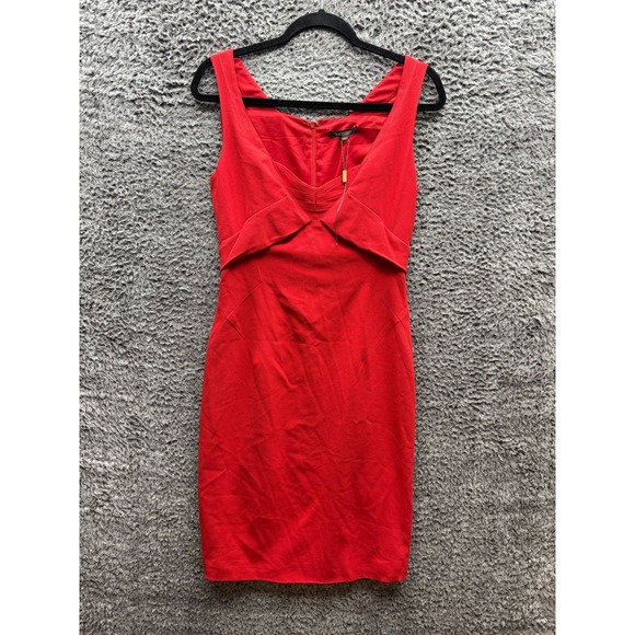Zac Posen V Neck Sleeveless Sheath Dress Red Womens Size 8‎